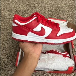 white & red dunks
